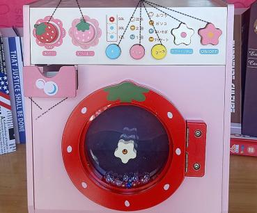 Großhandel B2B Rosa erdbeere Kinder Holz Spielzeug Waschmaschine